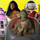 R2-KT, Yaddle, Mr. Bones and other obscure characters grouped together in a collage.